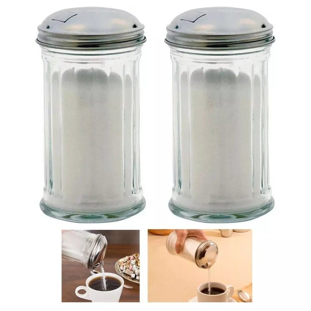 Restaurant Essentials Flip Clap Sugar and Cheese Dispensers 2-Pack 12-oz each